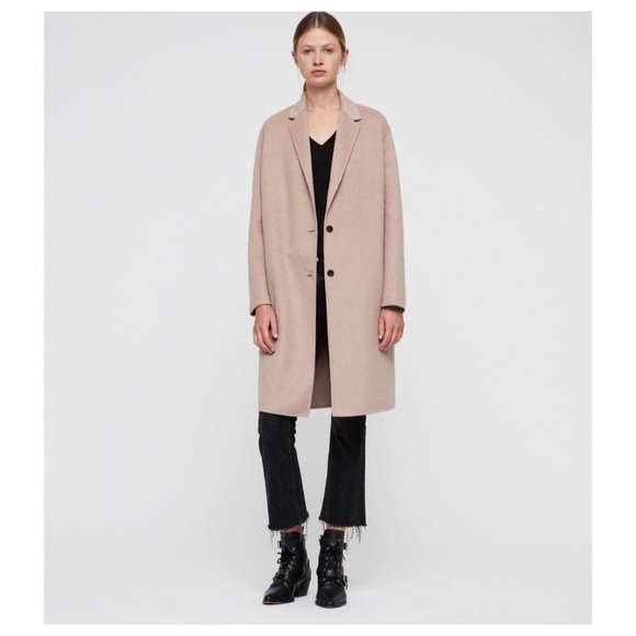 ALLSAINTS Anya Wool-blend Coat In Quartz Pink Pockets 2 Buttons NWT $525 - Picture 1 of 12